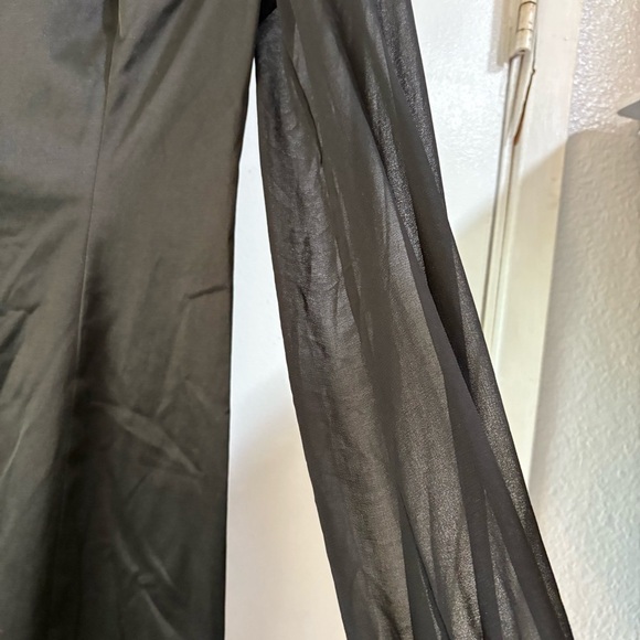 Camomilla Black Cocktail Evening Dress Sheer Long Sleeves Beaded Cuffs Wedding - Picture 3 of 12